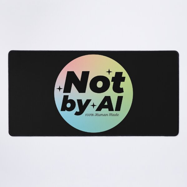Item preview, Not by AI - minimalistic typographic design with rainbow touch :) designed and sold by WearTheTexts.