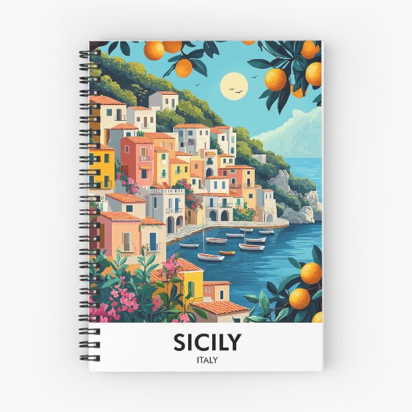 Aperçu de l'œuvre Impression de voyage rétro Sicile Italie créée et vendue par HomeLivingCo.