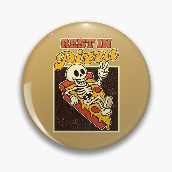 Item preview, Funny Skeleton Resting on Pizza Slice designed and sold by TheJollyDoodle.