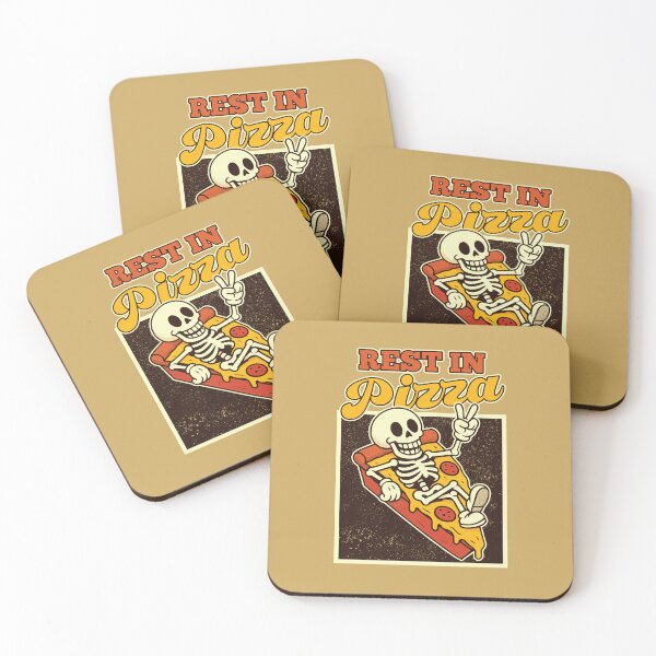 Item preview, Funny Skeleton Resting on Pizza Slice designed and sold by TheJollyDoodle.