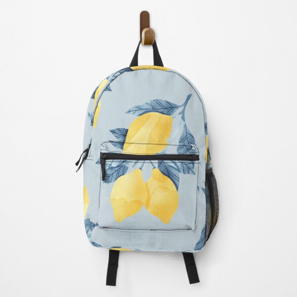 Item preview, Lemons illustration with blue leaves on blue background designed and sold by helga-wigandt.