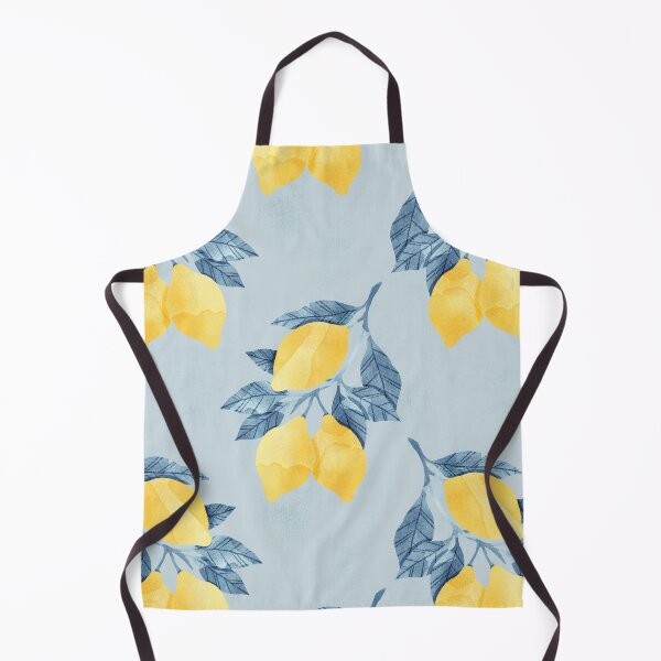Item preview, Lemons illustration with blue leaves on blue background designed and sold by helga-wigandt.