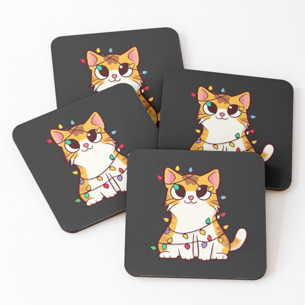 Artikelvorschau, Chibi Kawaii Katze Weihnachten | Süße Katze im Licht verheddert | Lustiges Anime-Feiertagsdesign entworfen und verkauft von ColorSplash123.