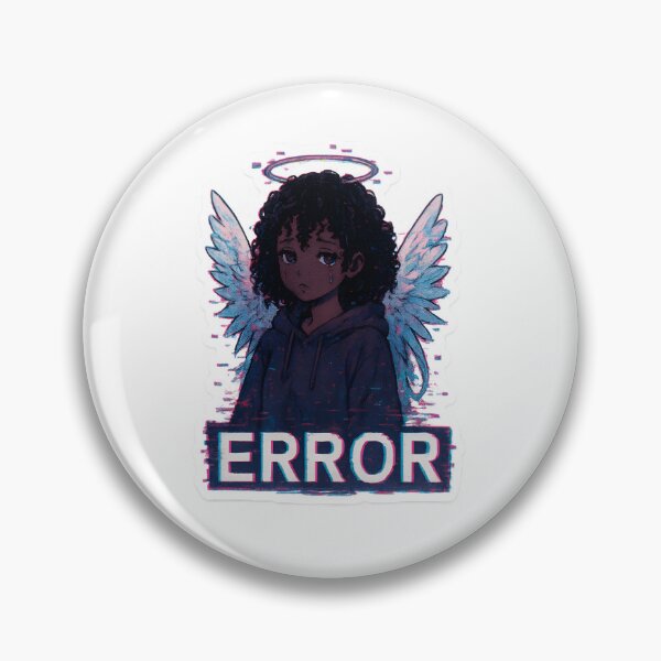 Item preview, Black Anime Angel Sticker – Glitchcore Vaporwave Aesthetic with ERROR Text designed and sold by OsasChild.