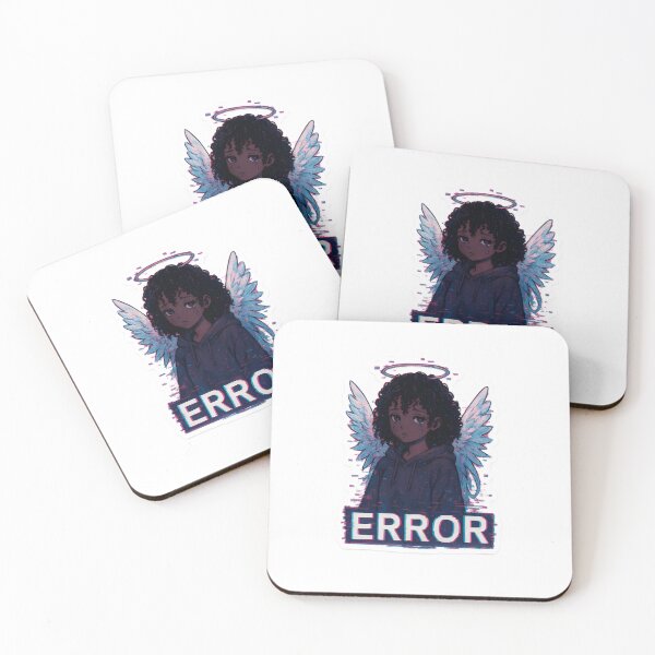 Item preview, Black Anime Angel Sticker – Glitchcore Vaporwave Aesthetic with ERROR Text designed and sold by OsasChild.