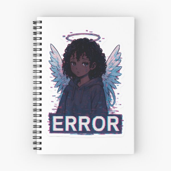 Item preview, Black Anime Angel Sticker – Glitchcore Vaporwave Aesthetic with ERROR Text designed and sold by OsasChild.