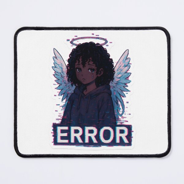 Item preview, Black Anime Angel Sticker – Glitchcore Vaporwave Aesthetic with ERROR Text designed and sold by OsasChild.