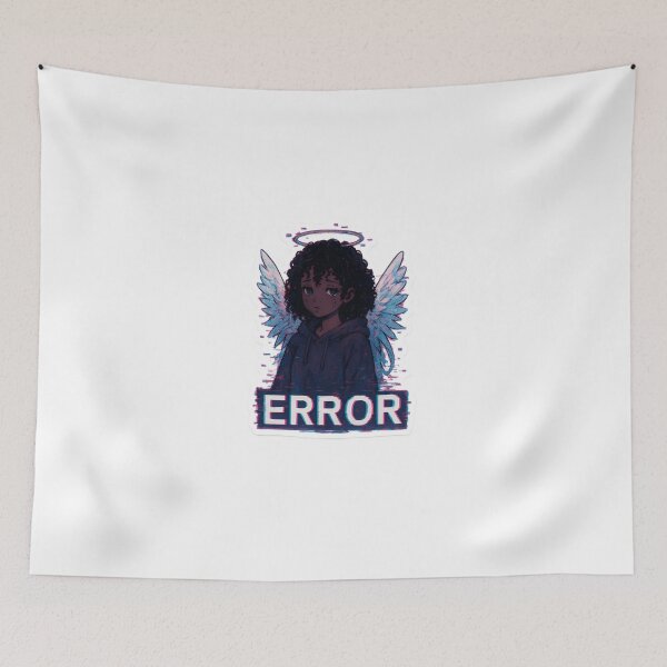 Item preview, Black Anime Angel Sticker – Glitchcore Vaporwave Aesthetic with ERROR Text designed and sold by OsasChild.