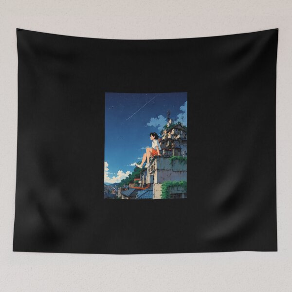 Item preview, Above The Village - A Dreamy Retro Anime Artwork designed and sold by AxelRausch.