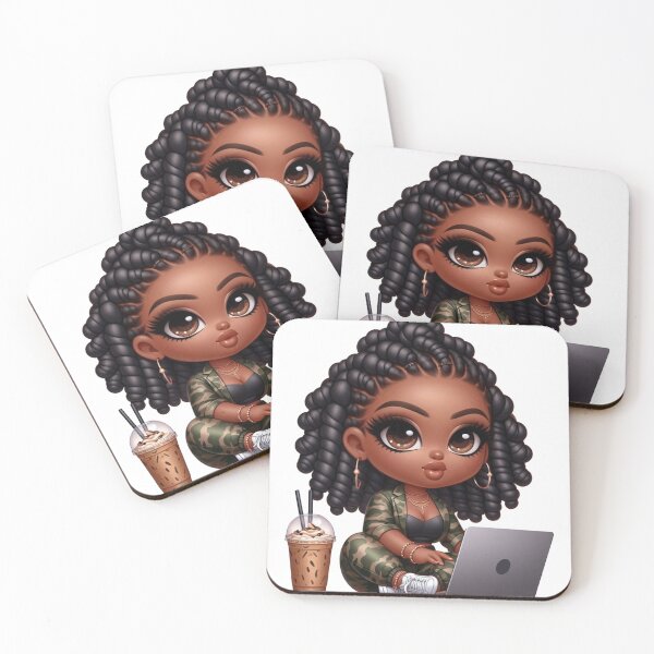 Item preview, Afro Hair Girl Working on Computer designed and sold by Lulunza.