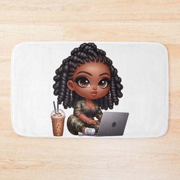 Item preview, Afro Hair Girl Working on Computer designed and sold by Lulunza.