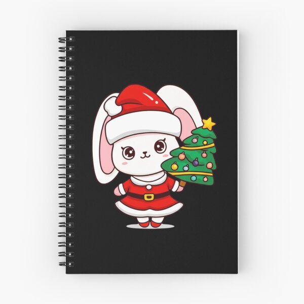 Item preview, Chibi Kawaii Bunny in Santa Costume | Cute Anime Christmas Bunny with Tree | Funny Holiday Art designed and sold by ColorSplash123.