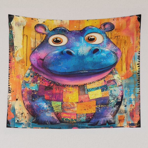Item preview, Colorful Hippo - Safari Wall Art designed and sold by PawPrintStyles.