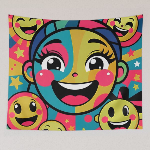 Item preview, Girl with a big smile, surrounded by emoticons designed and sold by Marcu Ioachim.