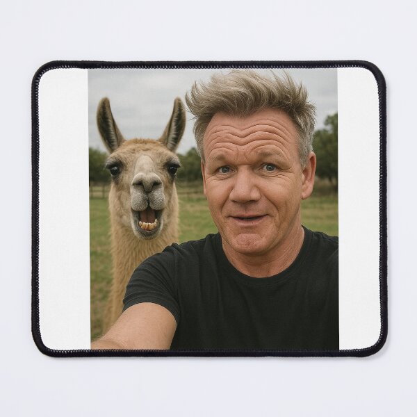 Item preview, Gordon ramsay llama selfie photobomb birthday funny prank meme gift weird designed and sold by CheeseBlueprint.