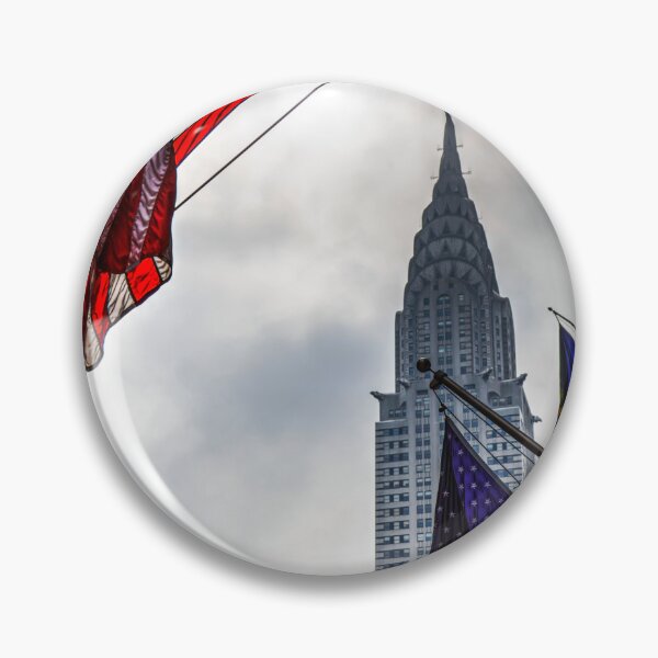 Item preview, Banderas estadounidenses y el edificio Chrysler en el paisaje urbano designed and sold by Paul Thompson Photography.