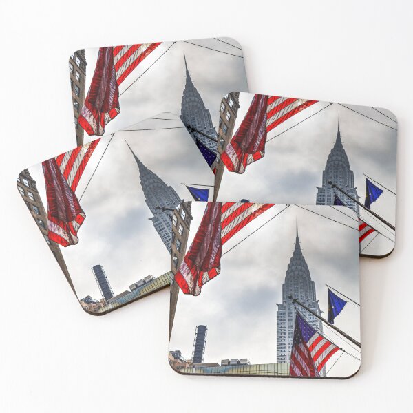 Item preview, American Flags and The Chrysler Building in Urban Landscape designed and sold by Paul Thompson Photography.