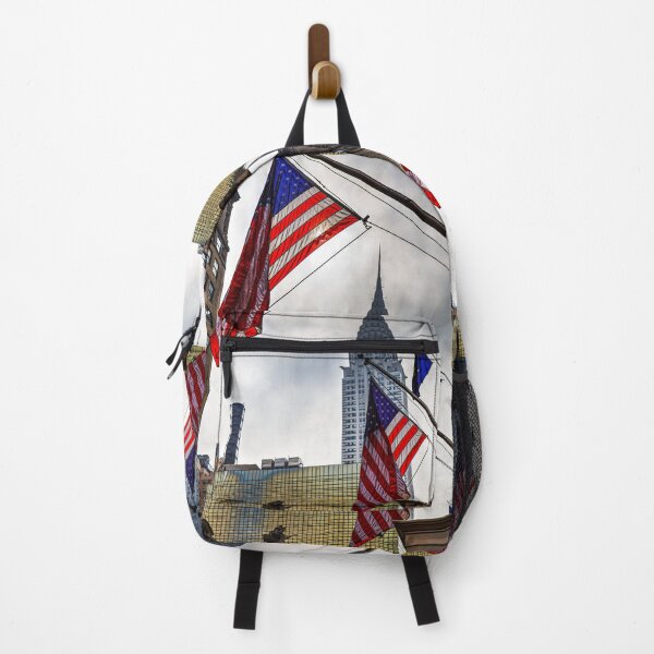 Item preview, American Flags and The Chrysler Building in Urban Landscape designed and sold by Paul Thompson Photography.