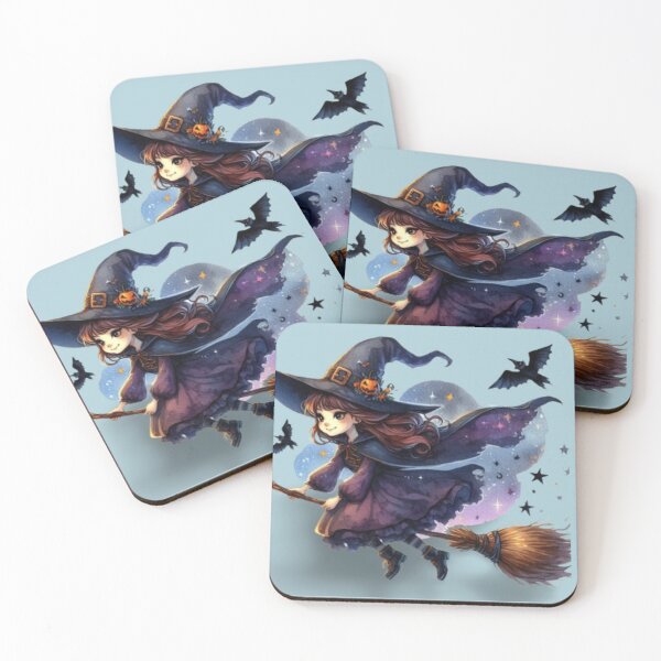 Item preview, Magical Halloween night: A witch flies on her broom through the starry sky designed and sold by FotoworldEdel.