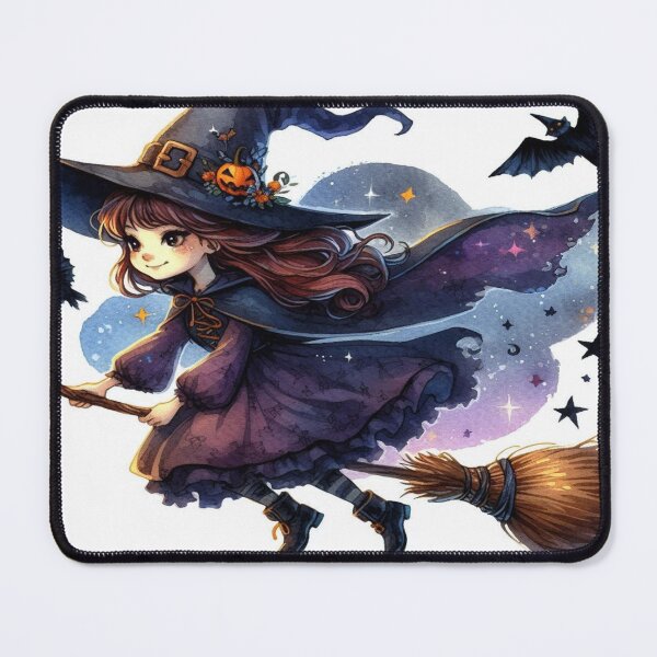 Item preview, Magical Halloween night: A witch flies on her broom through the starry sky designed and sold by FotoworldEdel.