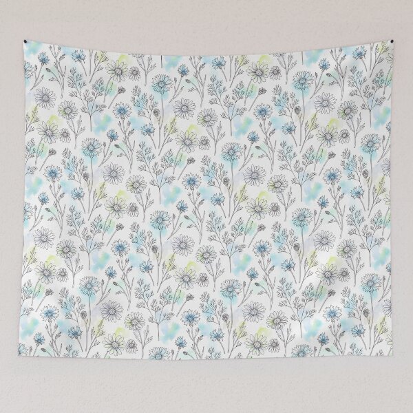 Item preview, Wildflower Line Art Seamless Pattern with Watercolor Wash designed and sold by RGShirtWorks.