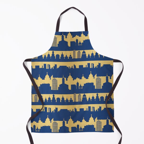 Item preview, Seamless Blue and Gold City Skyline Pattern with Churches designed and sold by RGShirtWorks.
