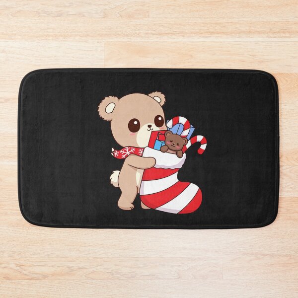 Item preview, Chibi Kawaii Bear with Christmas Stocking | Cute Anime Bear Hugging Holiday Gifts | Funny Xmas Art designed and sold by ColorSplash123.