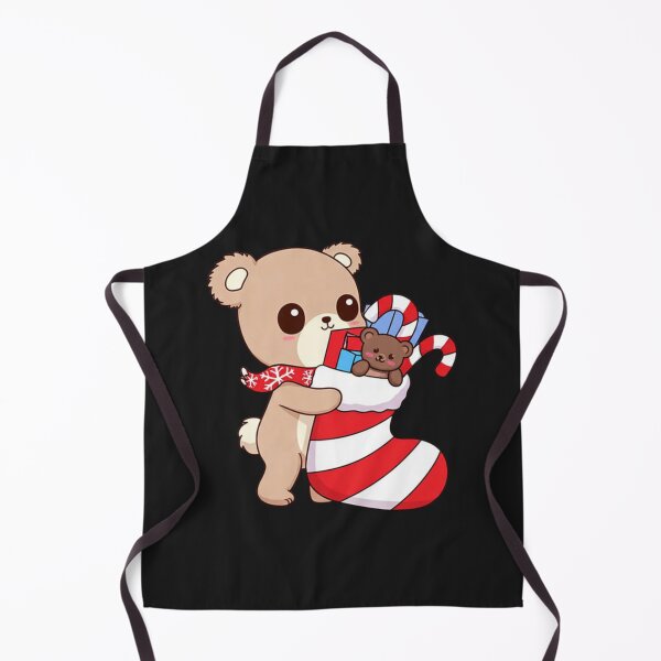 Item preview, Chibi Kawaii Bear with Christmas Stocking | Cute Anime Bear Hugging Holiday Gifts | Funny Xmas Art designed and sold by ColorSplash123.