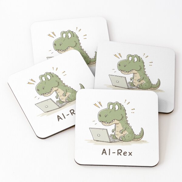 Item preview, AI-Rex Dinosaur with Laptop designed and sold by hamishby.
