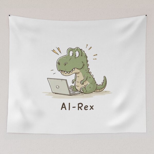 Item preview, AI-Rex Dinosaur with Laptop designed and sold by hamishby.