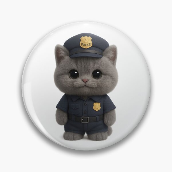 Item preview, Cute Police Cat in Uniform Design - Adorable Grey British Shorthair Kitten Art designed and sold by Moons Studio.