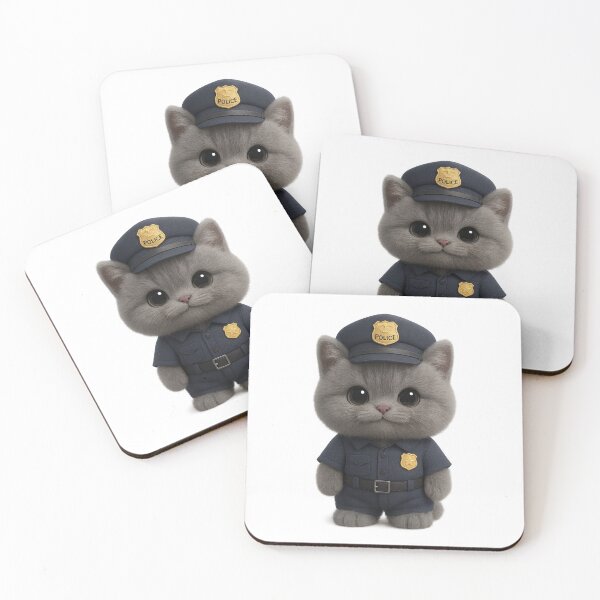 Item preview, Cute Police Cat in Uniform Design - Adorable Grey British Shorthair Kitten Art designed and sold by Moons Studio.