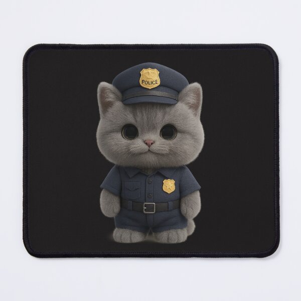 Item preview, Cute Police Cat in Uniform Design - Adorable Grey British Shorthair Kitten Art designed and sold by Moons Studio.
