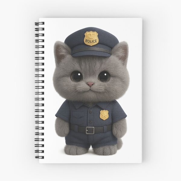 Item preview, Cute Police Cat in Uniform Design - Adorable Grey British Shorthair Kitten Art designed and sold by Moons Studio.