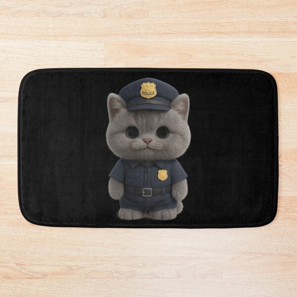 Item preview, Cute Police Cat in Uniform Design - Adorable Grey British Shorthair Kitten Art designed and sold by Moons Studio.