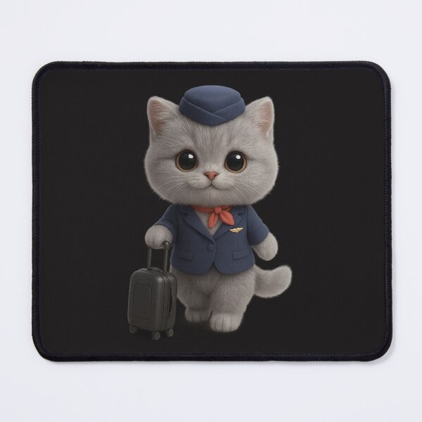 Item preview, Cute Flight Attendant Stewardess Cat - Adorable British Shorthair Cat With Suitcase designed and sold by Moons Studio.