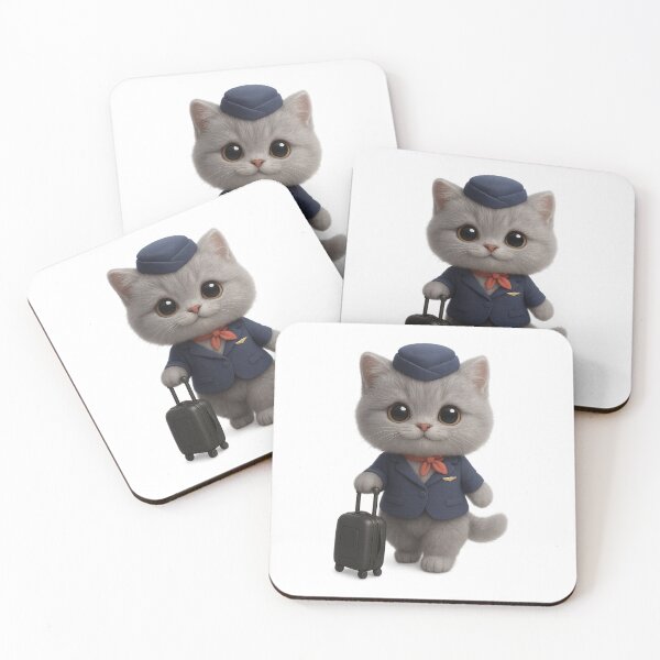 Item preview, Cute Flight Attendant Stewardess Cat - Adorable British Shorthair Cat With Suitcase designed and sold by Moons Studio.