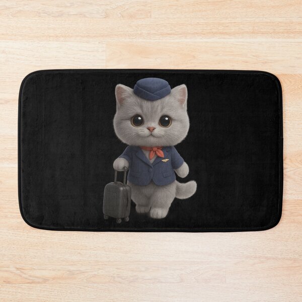 Item preview, Cute Flight Attendant Stewardess Cat - Adorable British Shorthair Cat With Suitcase designed and sold by Moons Studio.