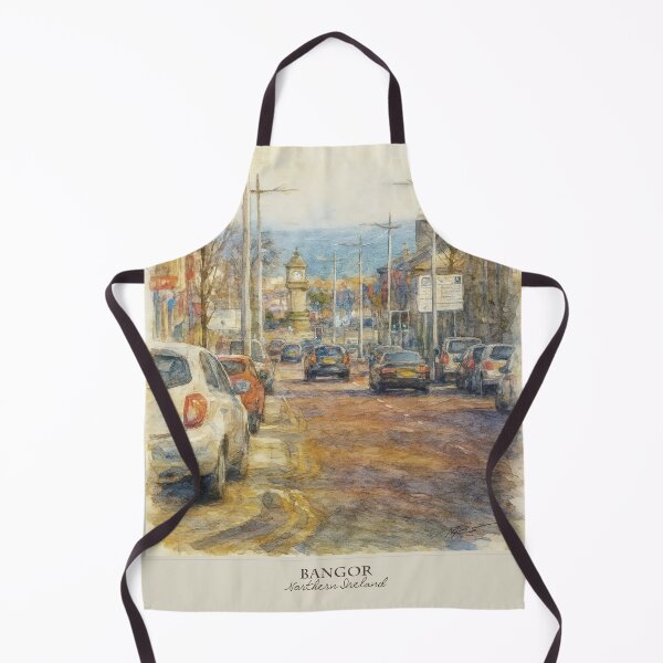 Item preview, My watercolor of the town where live, the main street with a view of the sea designed and sold by miro-bob-design.