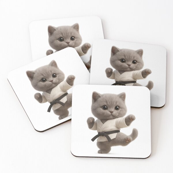 Item preview, Cute Karate Cat - Adorable Grey British Shorthair in Karate Uniform designed and sold by Moons Studio.
