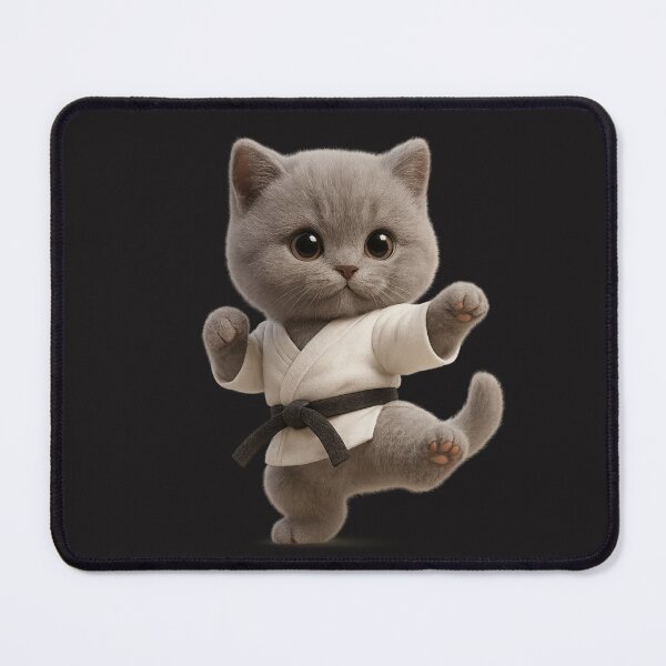 Item preview, Cute Karate Cat - Adorable Grey British Shorthair in Karate Uniform designed and sold by Moons Studio.