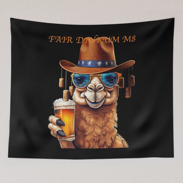 Item preview, Fair Dinky Mate: A simple design of a camel enjoying a cool beer. designed and sold by Grang Art Artistic Designs.