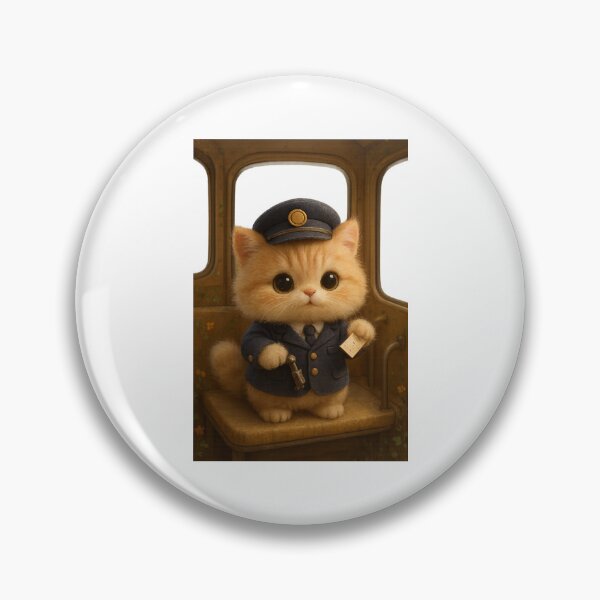 Item preview, Cute Fluffy Kitten Neo Bus Conductor - Cute Japanese Cottagecore 3D Art designed and sold by Moons Studio.
