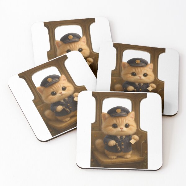 Item preview, Cute Fluffy Kitten Neo Bus Conductor - Cute Japanese Cottagecore 3D Art designed and sold by Moons Studio.