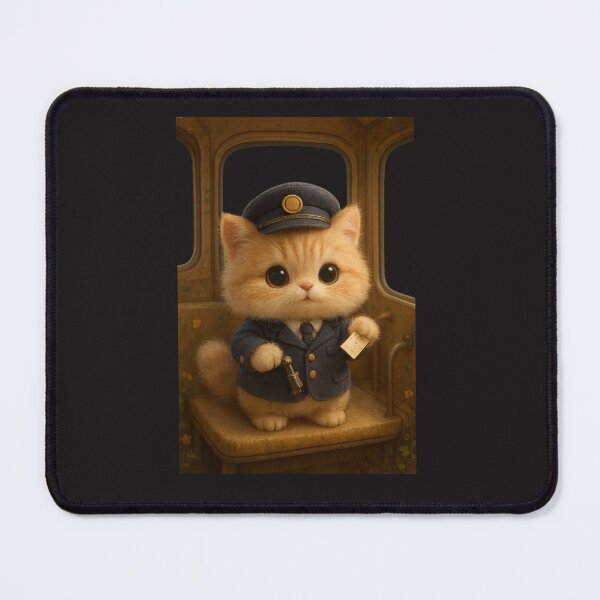 Item preview, Cute Fluffy Kitten Neo Bus Conductor - Cute Japanese Cottagecore 3D Art designed and sold by Moons Studio.