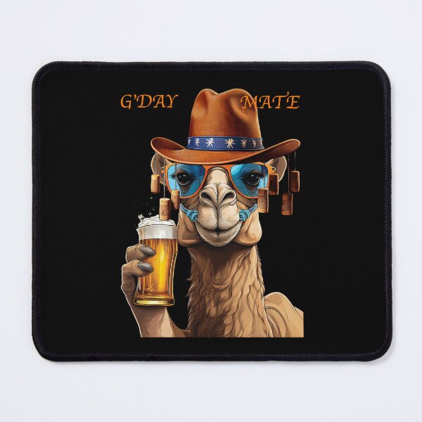 Item preview, G'Day Mate: A simple design of a camel enjoying a cool beer. designed and sold by Camel & Quirk.