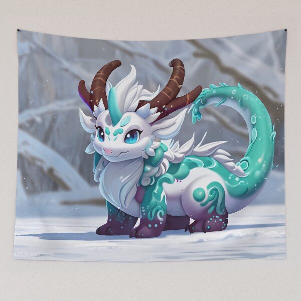 Item preview, Noodle Ice Dragon with Deer Horns - Fantasy Art designed and sold by athanasioungr.