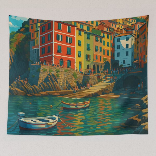 Item preview, Cinque Terre Italy - Colorful Cliffside Village Travel Poster Art designed and sold by artecomm.