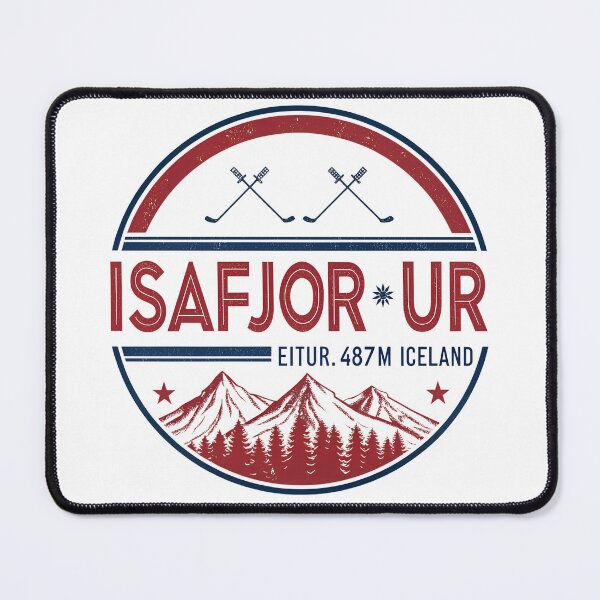 Item preview, Ísafjörður Iceland Ski Logo – Red, White & Blue Circular Emblem with Mountains designed and sold by VividOrganica.