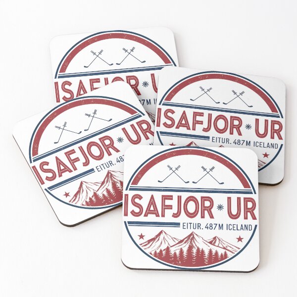 Item preview, Ísafjörður Iceland Ski Logo – Red, White & Blue Circular Emblem with Mountains designed and sold by VividOrganica.